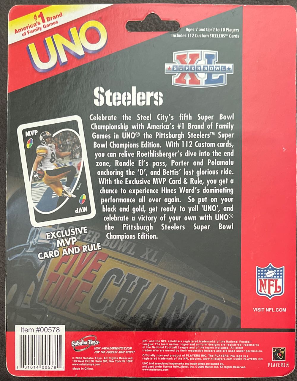 Steelers Uno Super Bowl Tin  board game collectible - Main Image 2