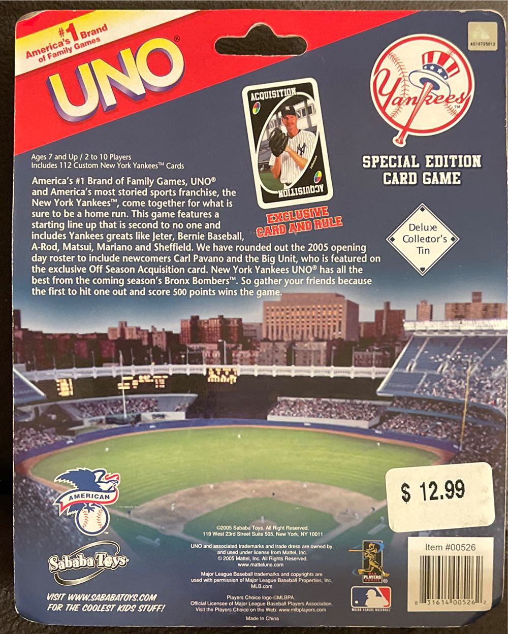 Yankees Uno Tin Acquisition  board game collectible - Main Image 2