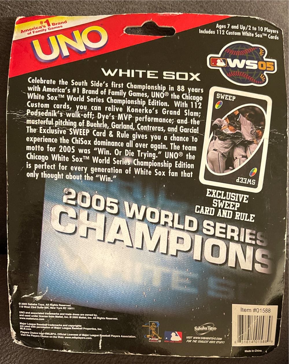 White Sox Uno Tin World Series  board game collectible - Main Image 2