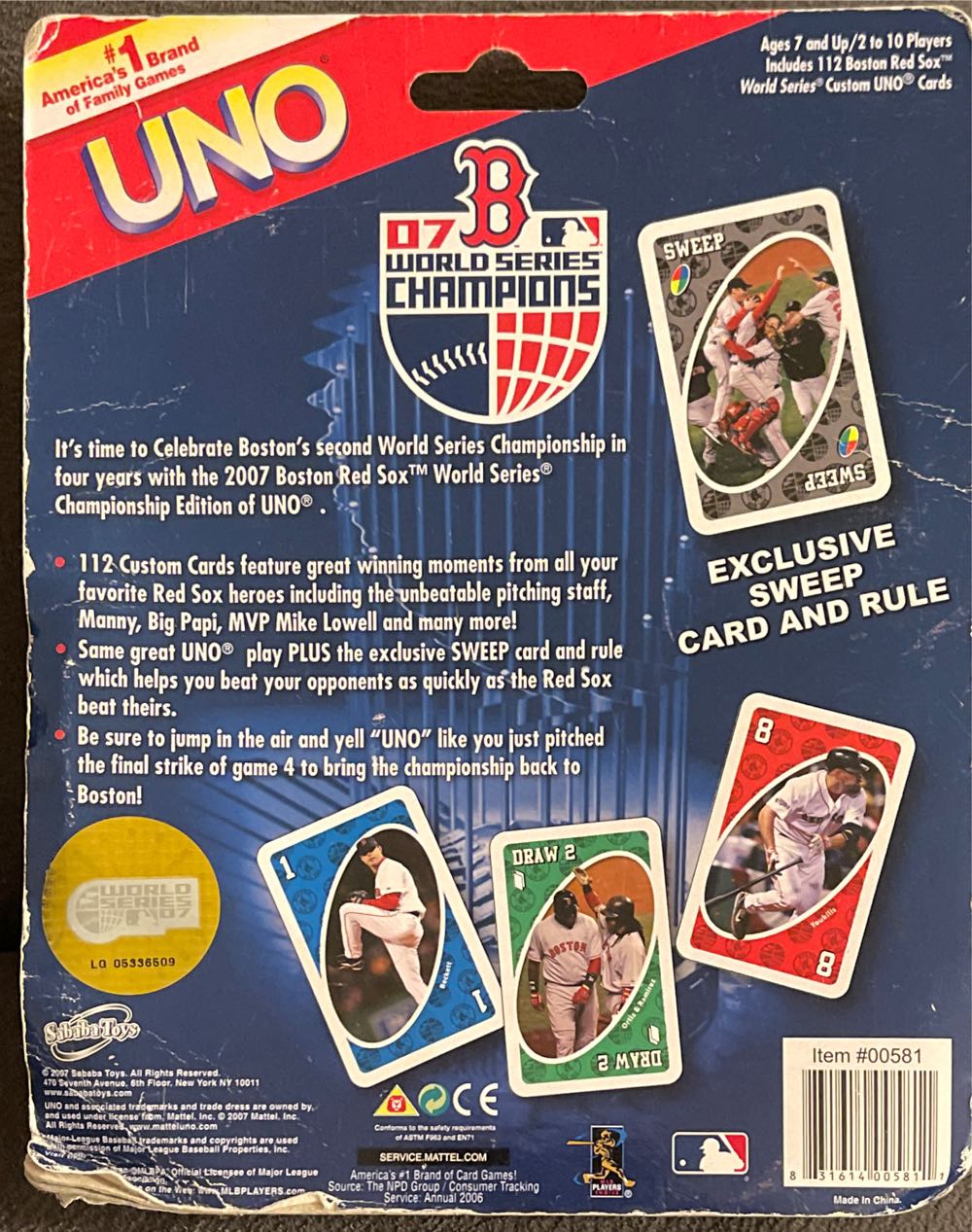 Red Sox World Series Uno Tin Sweep  board game collectible - Main Image 2