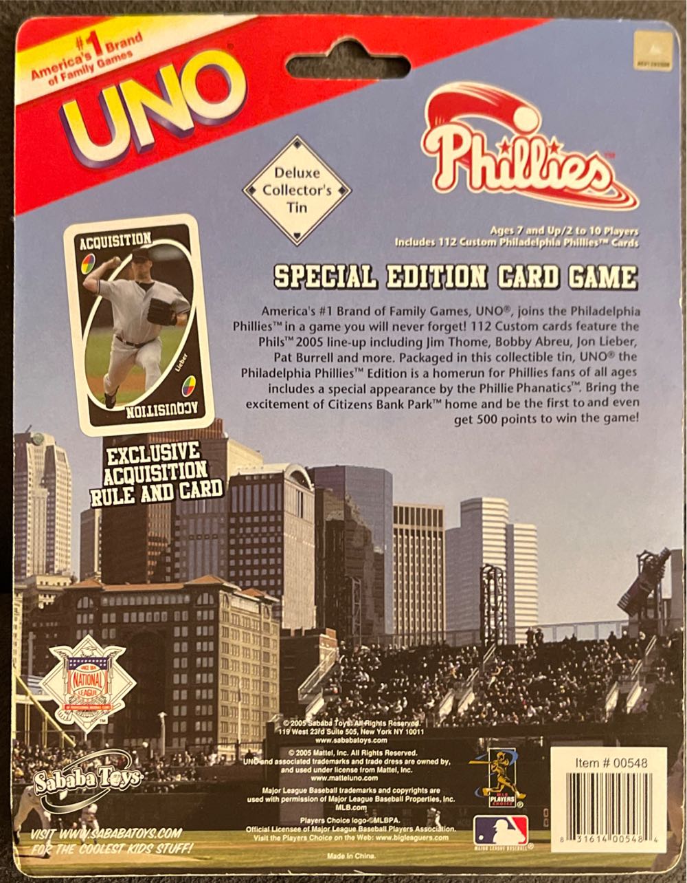Phillies Uno Tin Acquisition  board game collectible - Main Image 2
