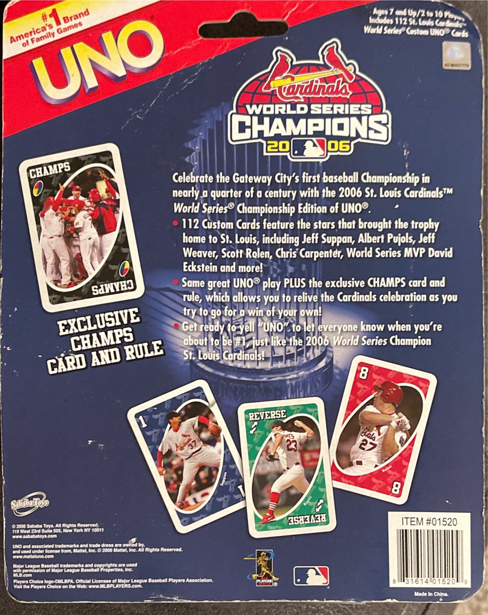 Cardinals World Series Uno Champs  board game collectible - Main Image 2