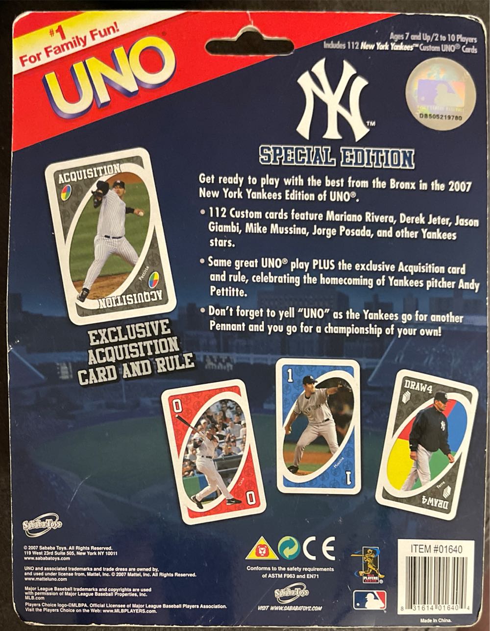 Yankees Uno Acquisition  board game collectible - Main Image 2