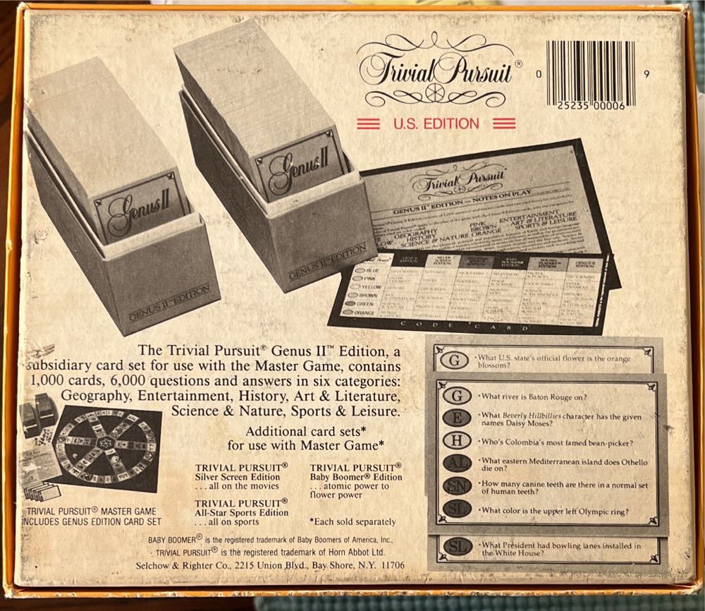 Trivial Pursuit: Genus II  (2-24) board game collectible [Barcode 025235000069] - Main Image 2
