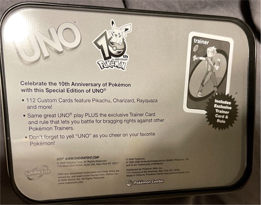 Pokémon Uno 10th Anniversary  board game collectible - Main Image 2