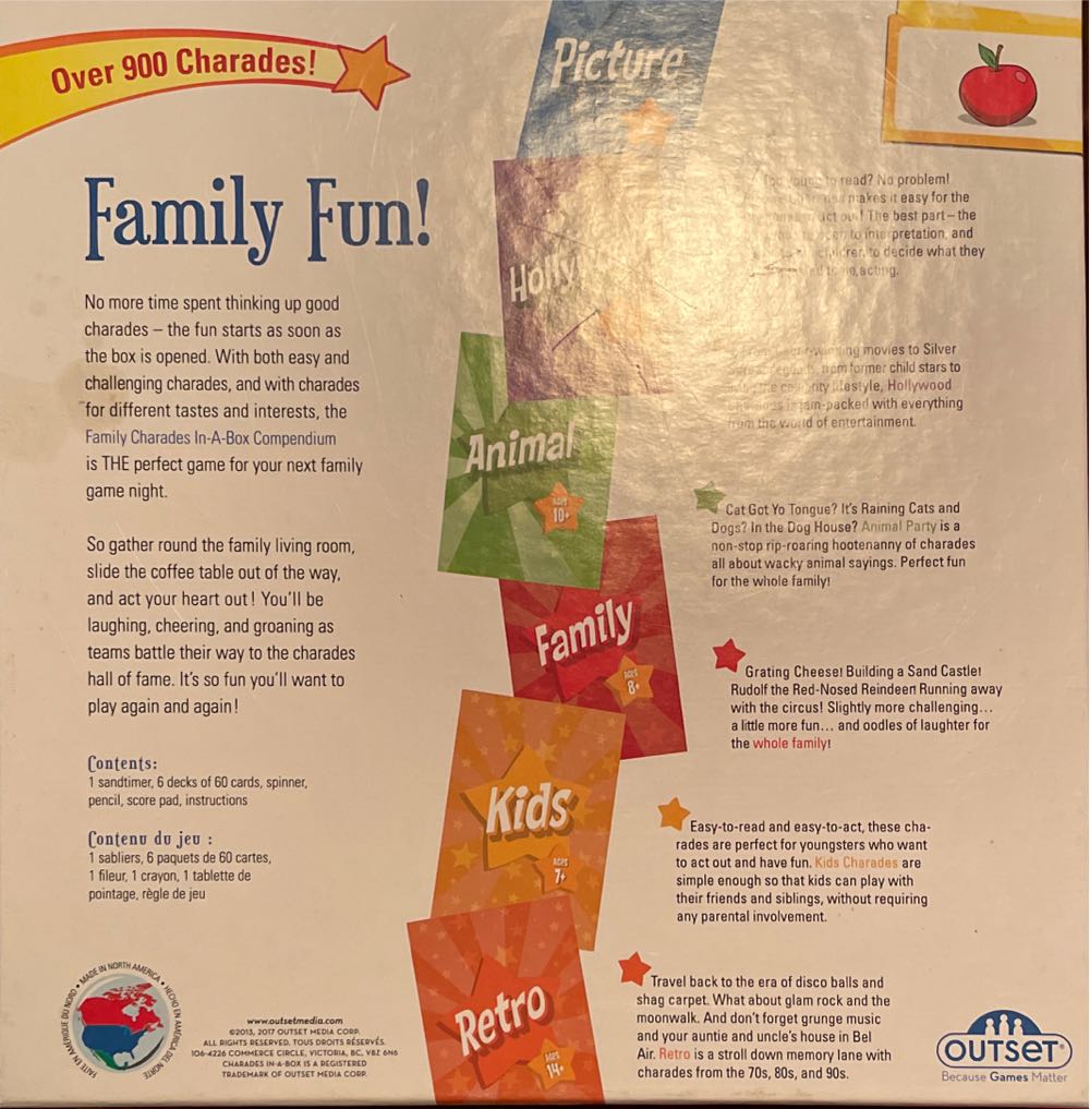 Family Charades Compendium  (2+) board game collectible [Barcode 625012111676] - Main Image 2