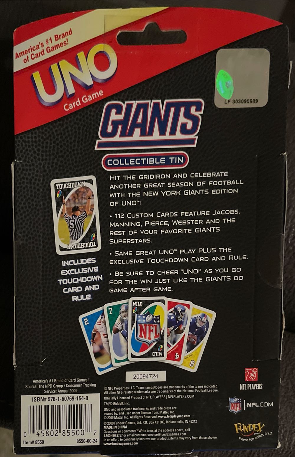 Giants Uno Tin  board game collectible - Main Image 2