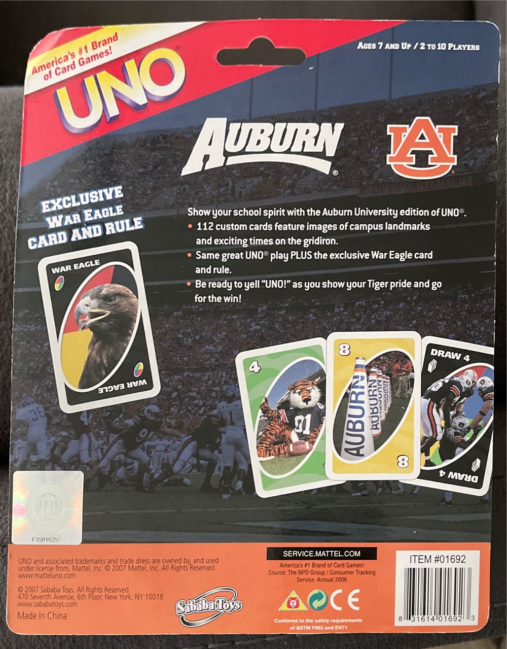 Auburn University Uno  board game collectible - Main Image 2
