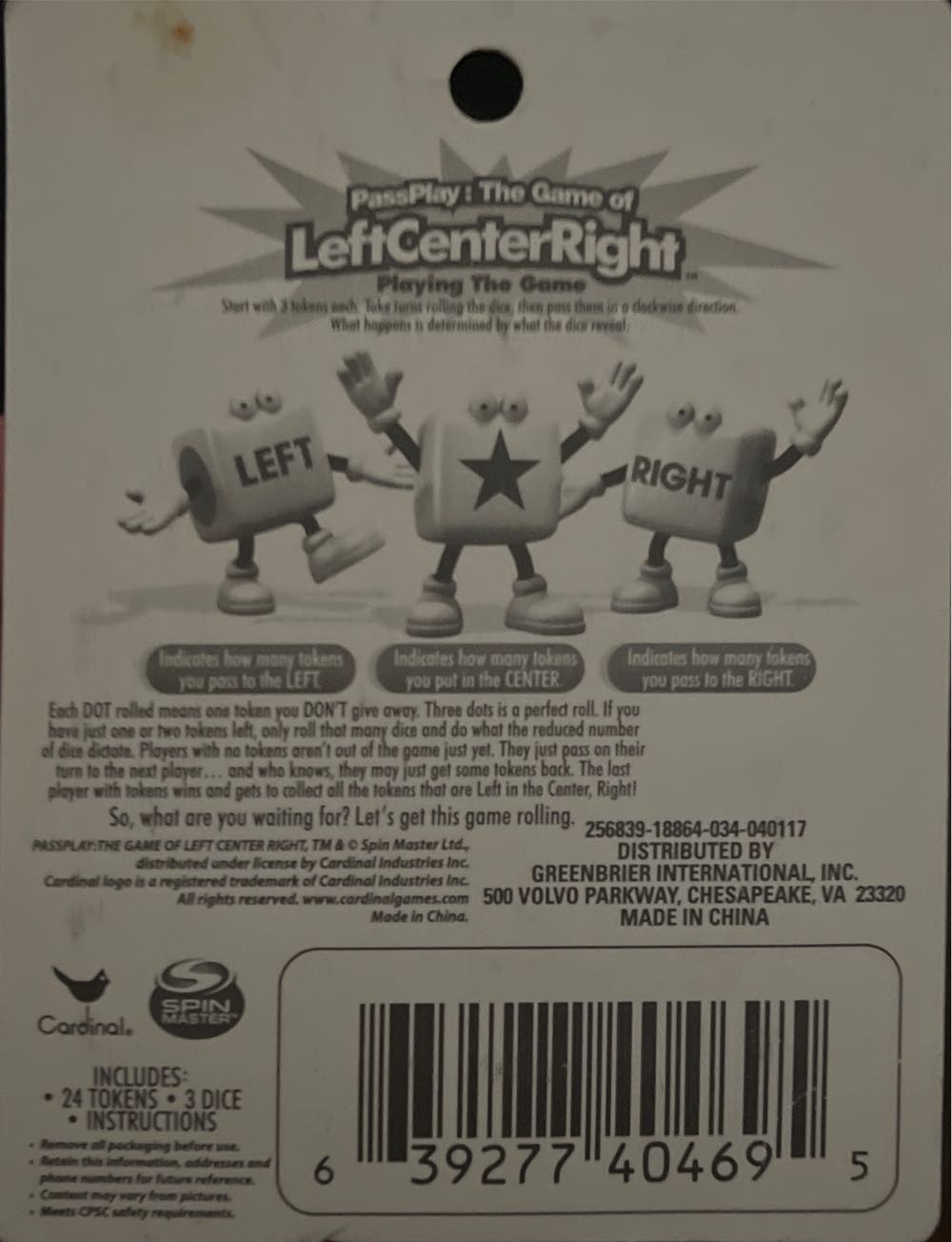 Left Center Right  board game collectible [Barcode 639277404695] - Main Image 2