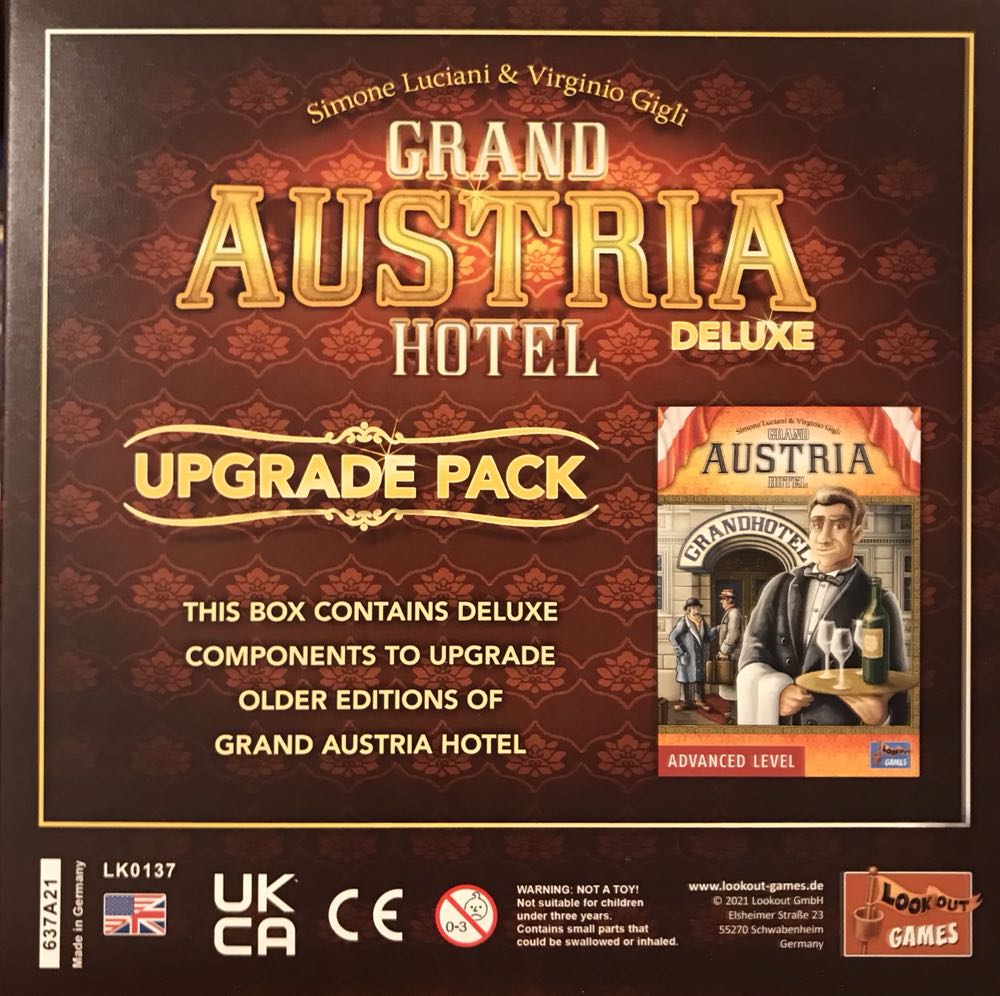 Grand Austria Hotel: Deluxe Upgrade Pack  (1-4) board game collectible - Main Image 2