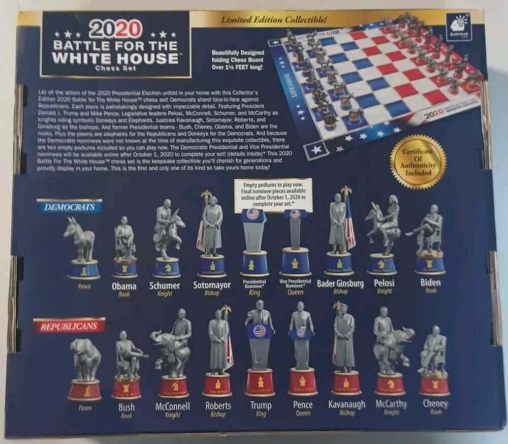 As Seen On Tv Collector’s Edition Battle For The White House Chess Set Board Game By Bulbhead Chess Pieces Look Just Like Politicians & Patriotic Chess Board Democrats Vs. Republicans  (2) board game collectible [Barcode 097298030079] - Main Image 2