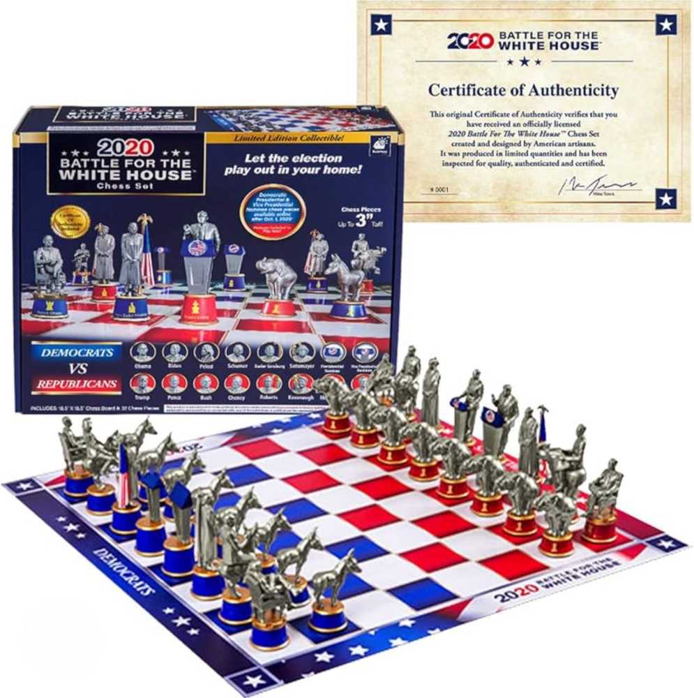 As Seen On Tv Collector’s Edition Battle For The White House Chess Set Board Game By Bulbhead Chess Pieces Look Just Like Politicians & Patriotic Chess Board Democrats Vs. Republicans  (2) board game collectible [Barcode 097298030079] - Main Image 3