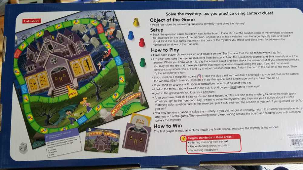 Mystery Mansion. Context Clues   (2 To 4) board game collectible [Barcode 633682082783] - Main Image 2