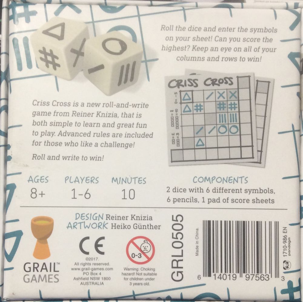 Criss Cross  (1-6) board game collectible [Barcode 614019975633] - Main Image 2