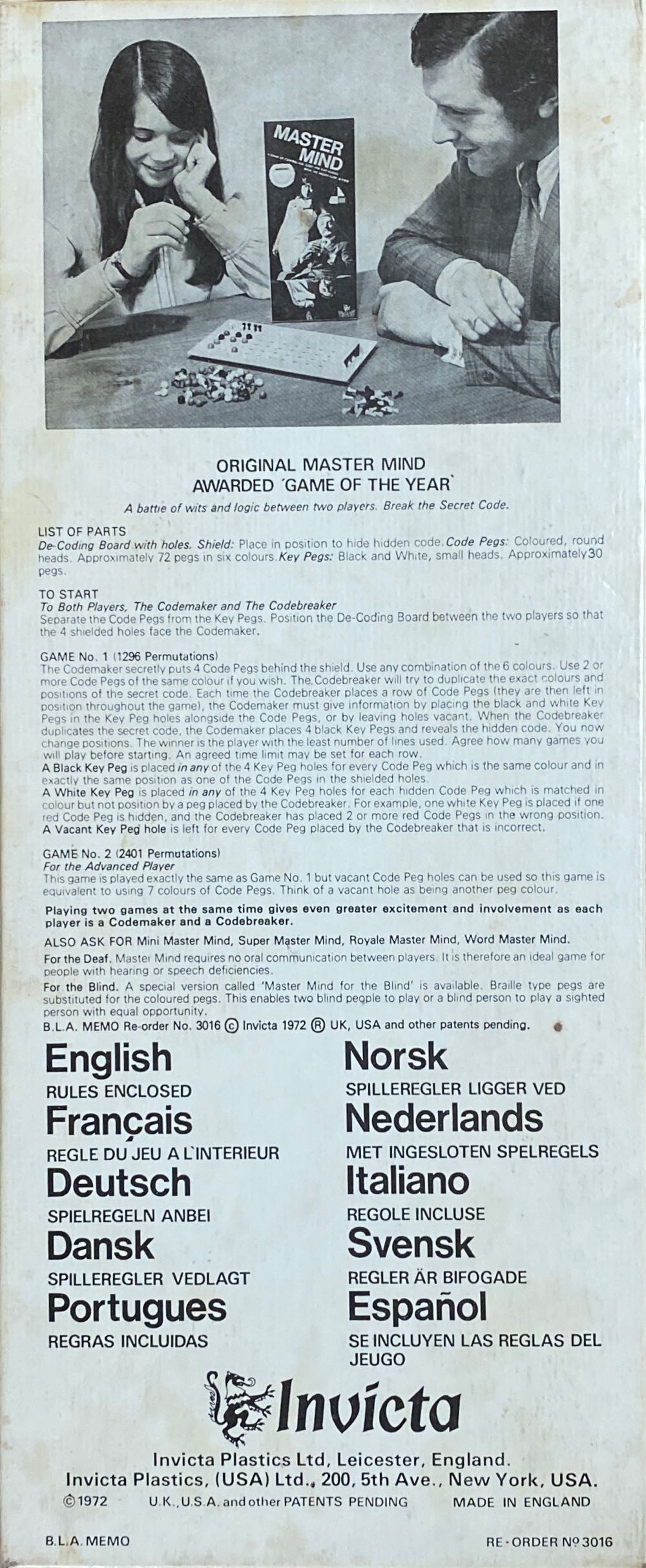 Master Mind  (2) board game collectible - Main Image 2