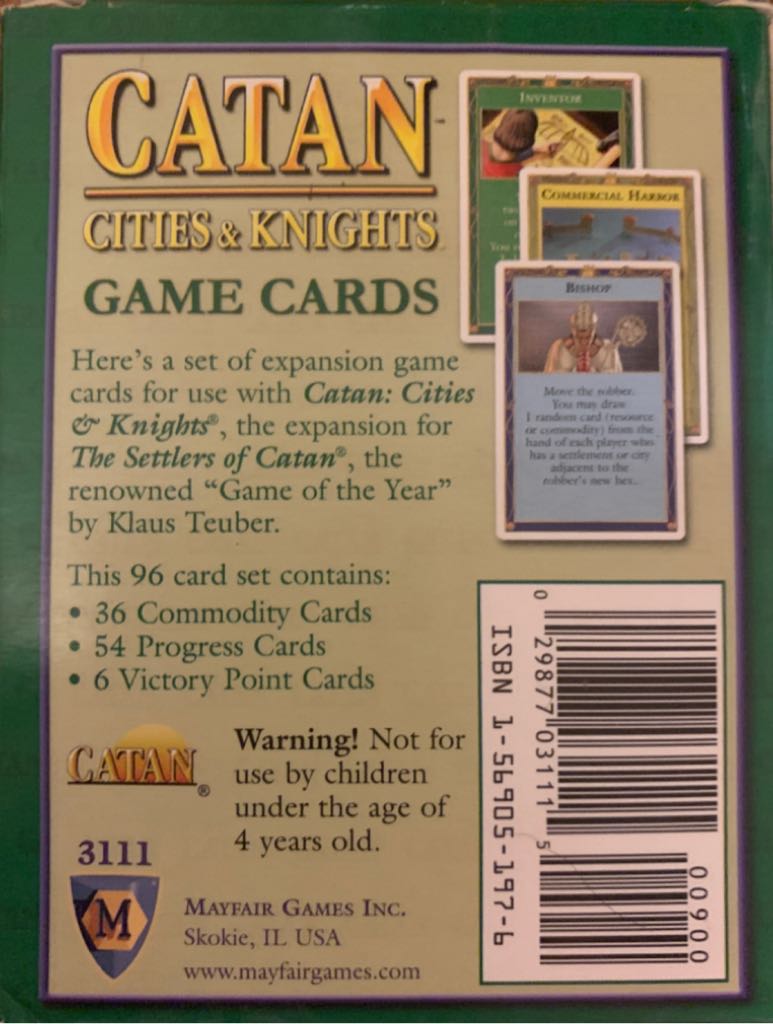Catan Cities and Knights Game Cards  board game collectible [Barcode 029877031115] - Main Image 2