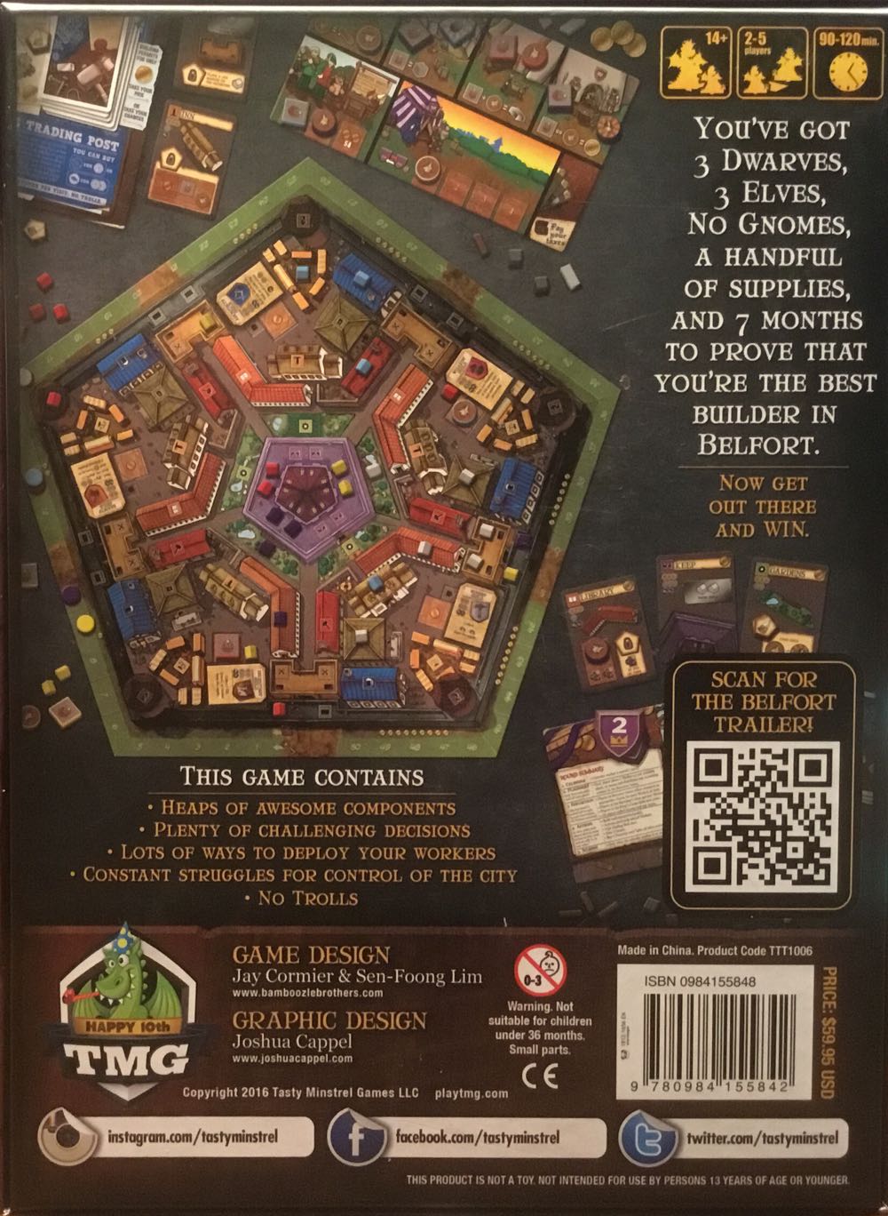 Belfort 10th Anniversary Edition  (2-5) board game collectible [Barcode 9780984155842] - Main Image 2