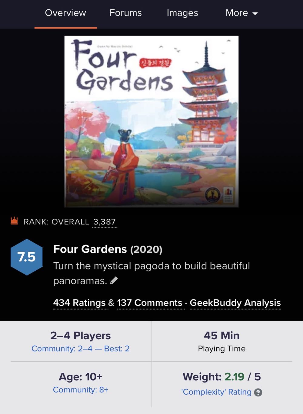 Four Gardens  board game collectible - Main Image 1
