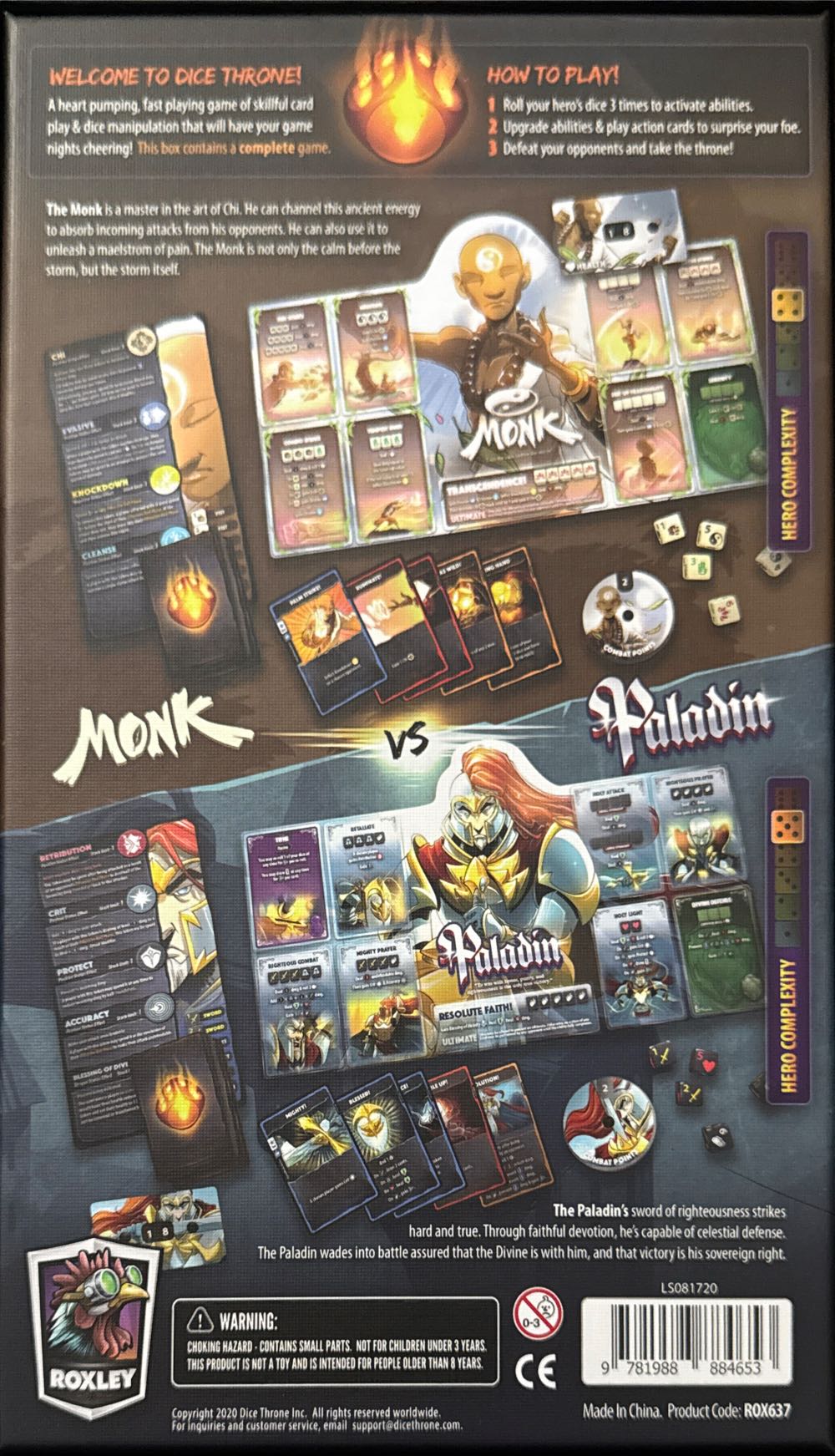 Dice Throne: Monk vs. Paladin  (2-6) board game collectible [Barcode 9781988884653] - Main Image 2