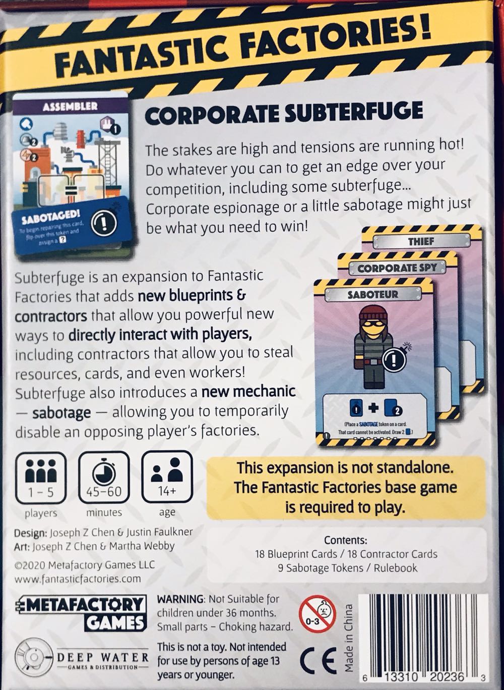Fantastic Factories: Subterfuge  (1-5) board game collectible [Barcode 613310202363] - Main Image 2