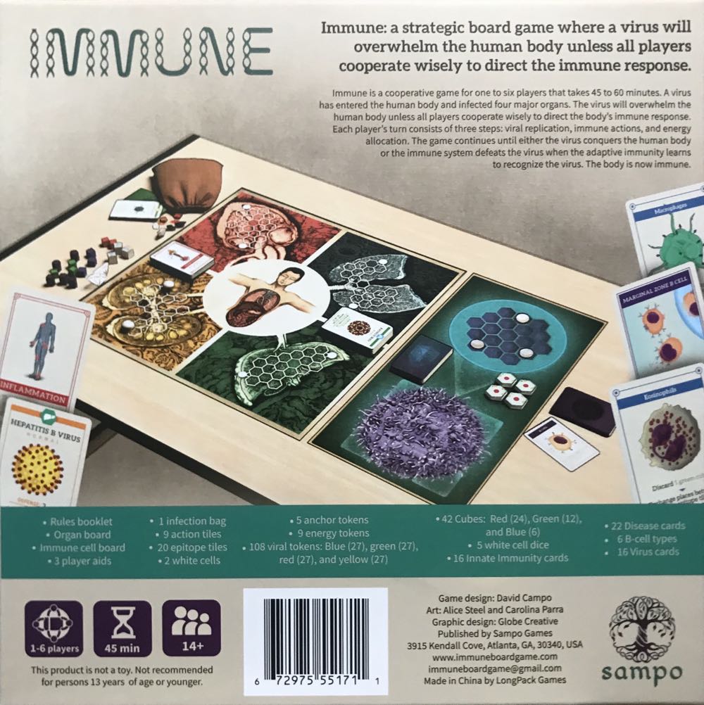 Immune  (1-6) board game collectible [Barcode 672975551711] - Main Image 2