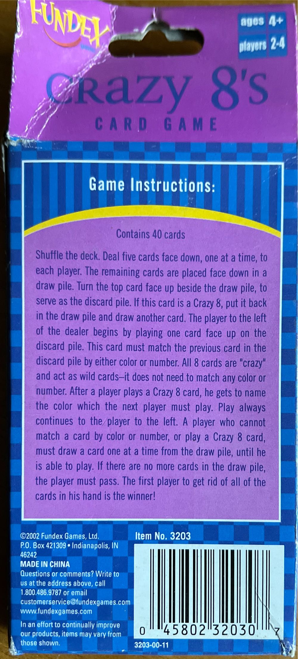 Crazy 8’s Card  board game collectible [Barcode 045802320307] - Main Image 2