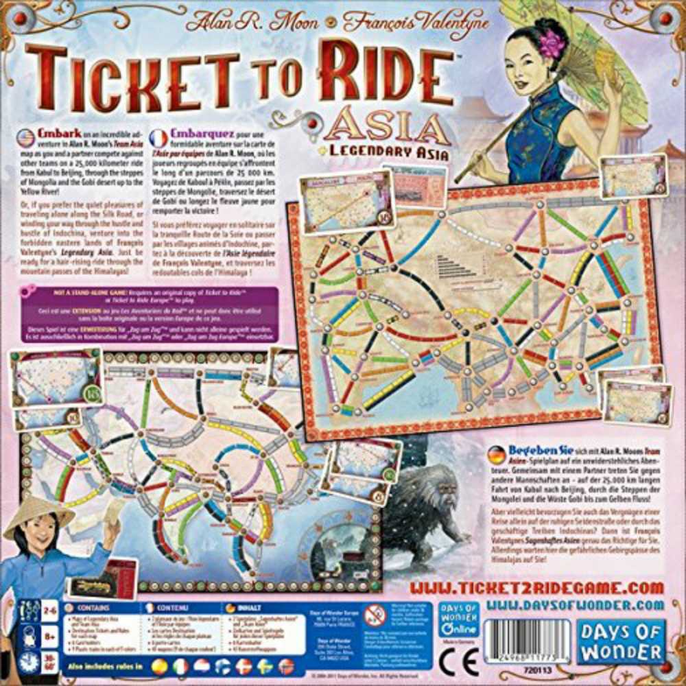 Ticket to Ride: Map Collection 1: Asia  (2-6) board game collectible [Barcode 824968721131] - Main Image 2