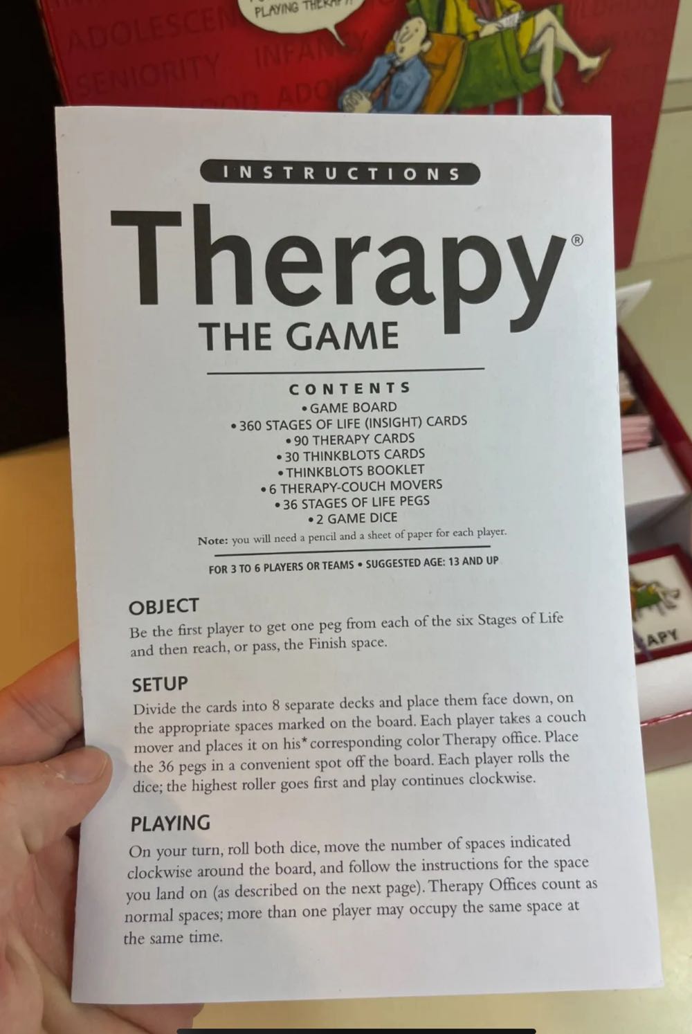 Therapy The Game  (3-6 Players Or Teams) board game collectible [Barcode 674000005107] - Main Image 3