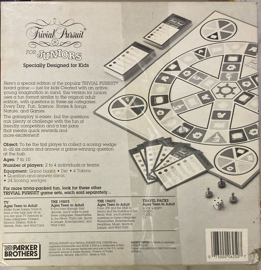 Trivial Pursuit: For Juniors (2nd Edition)  (2-4) board game collectible [Barcode 073000062507] - Main Image 2