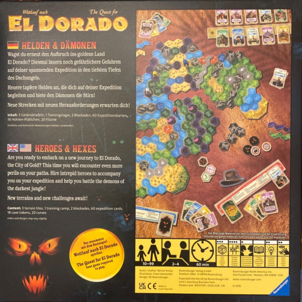 The Quest for El Dorado: Heroes & Hexes Expansion  (2-4 Players) board game collectible [Barcode 4005556267903] - Main Image 2