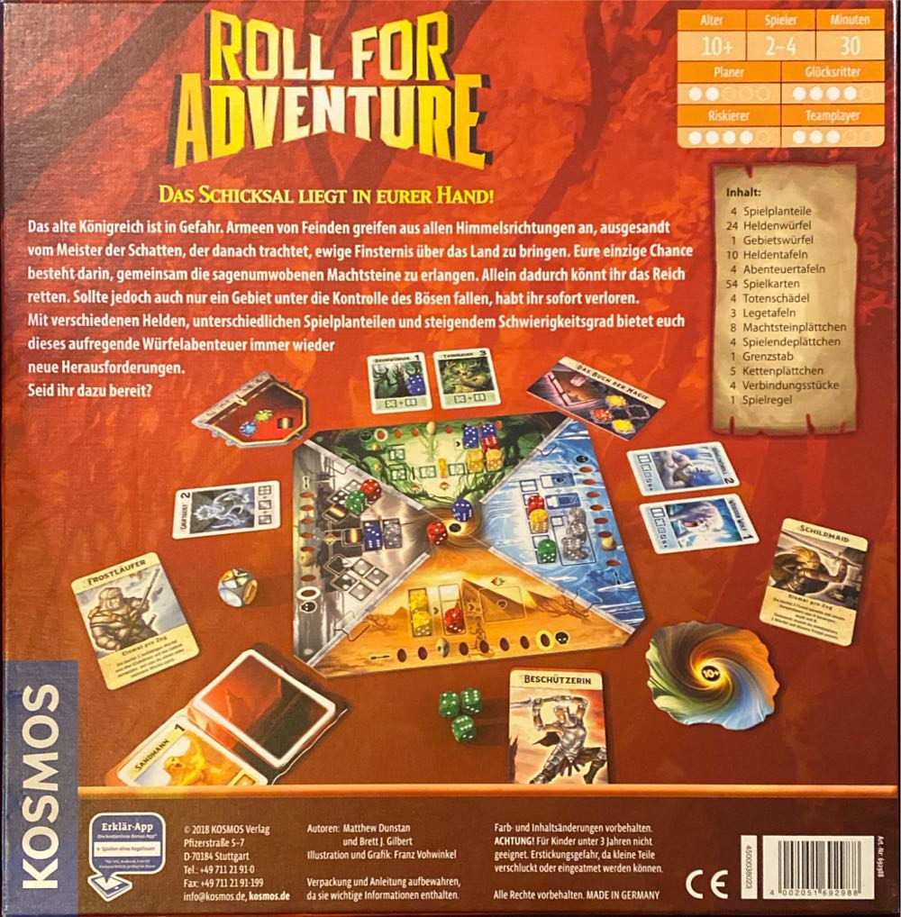 Kosmos Games 692988 Roll For Adventure  (2-4) board game collectible [Barcode 4002051692988] - Main Image 2