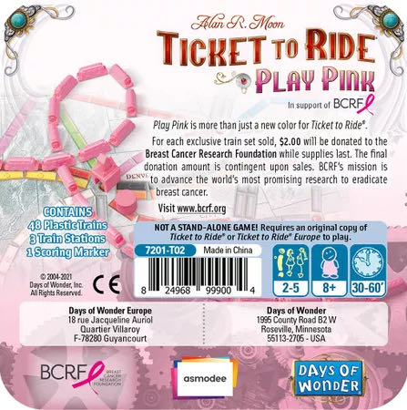 Ticket To Ride: Play Pink  (2-5) board game collectible [Barcode 824968999004] - Main Image 2
