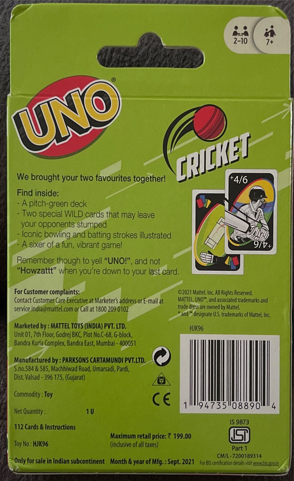 Cricket Uno India  board game collectible - Main Image 2