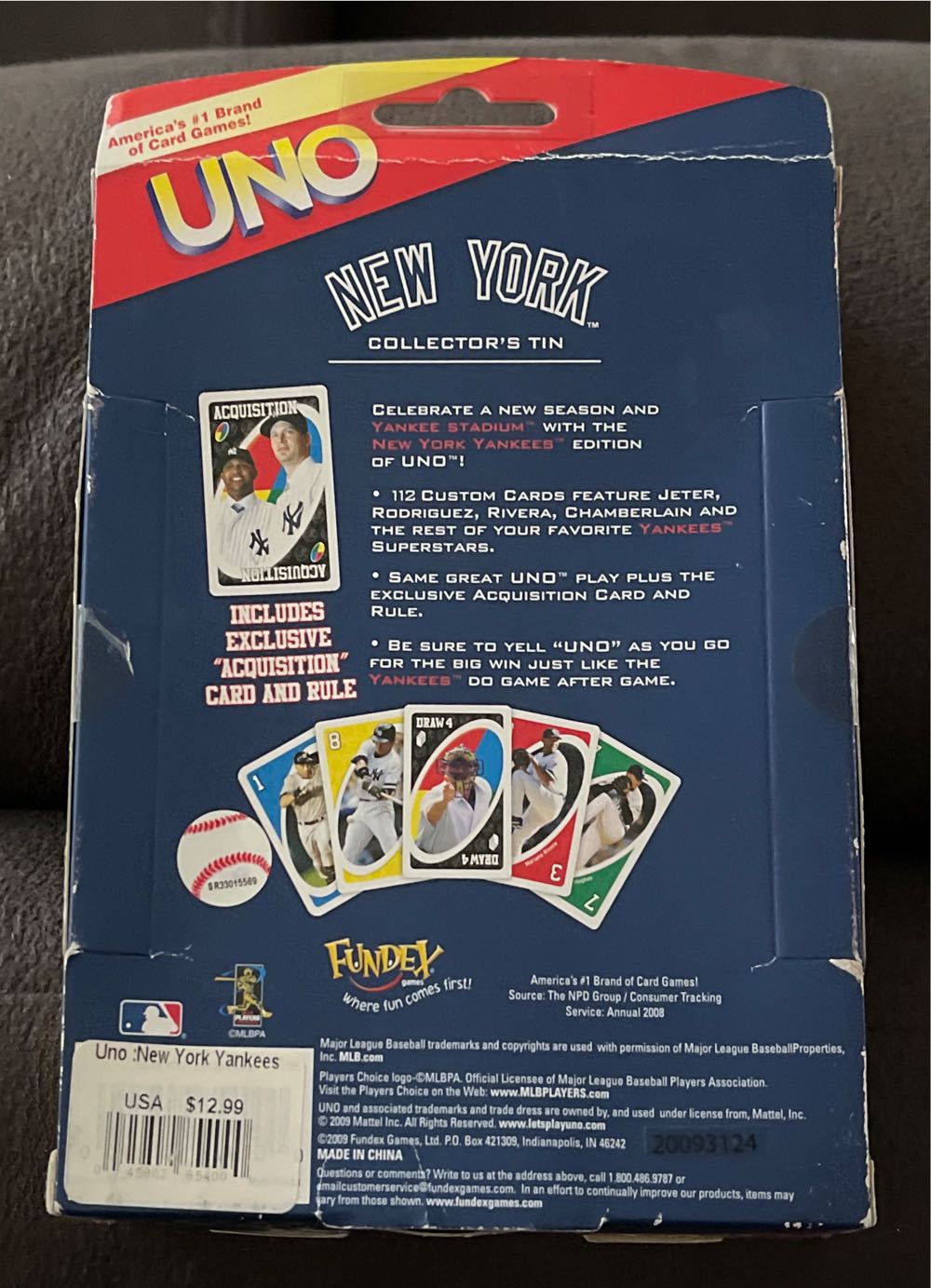 New York Yankees Uno Tin Acquisition  board game collectible - Main Image 2