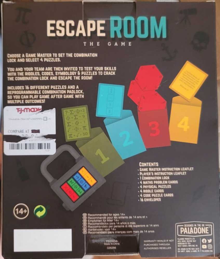 Paladone Escape Room Game  (12) board game collectible [Barcode 5055964719548] - Main Image 2