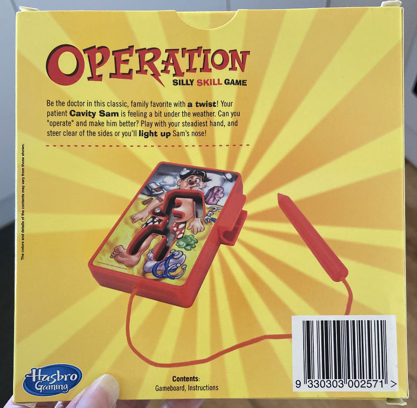 Operation (Travel Sized Mini Version) Board Game ~ Family Favourites Collection ~ Classic, Childhood  board game collectible [Barcode 9330303002571] - Main Image 2