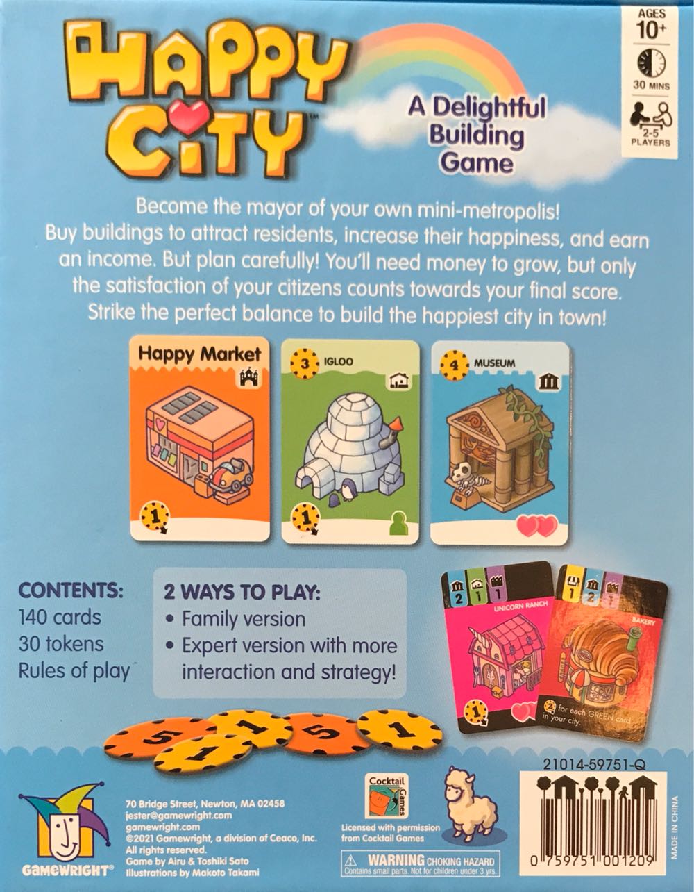 Happy City  (2-5) board game collectible [Barcode 759751001209] - Main Image 2