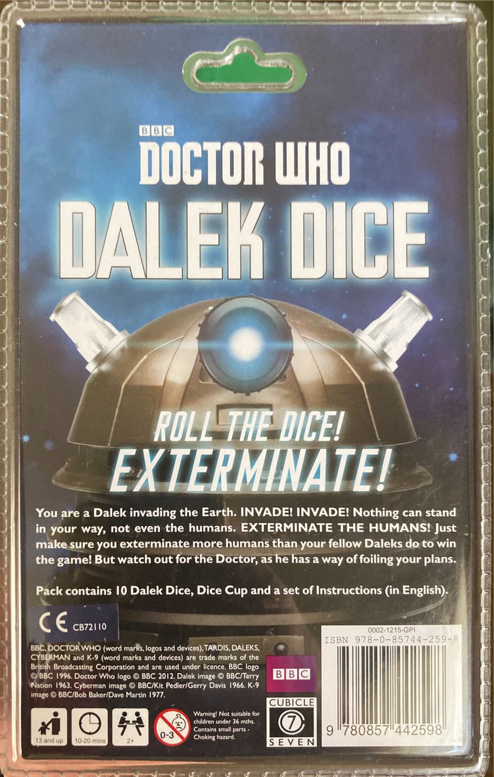 Dalek Dice  (2+) board game collectible [Barcode 9780857442598] - Main Image 2