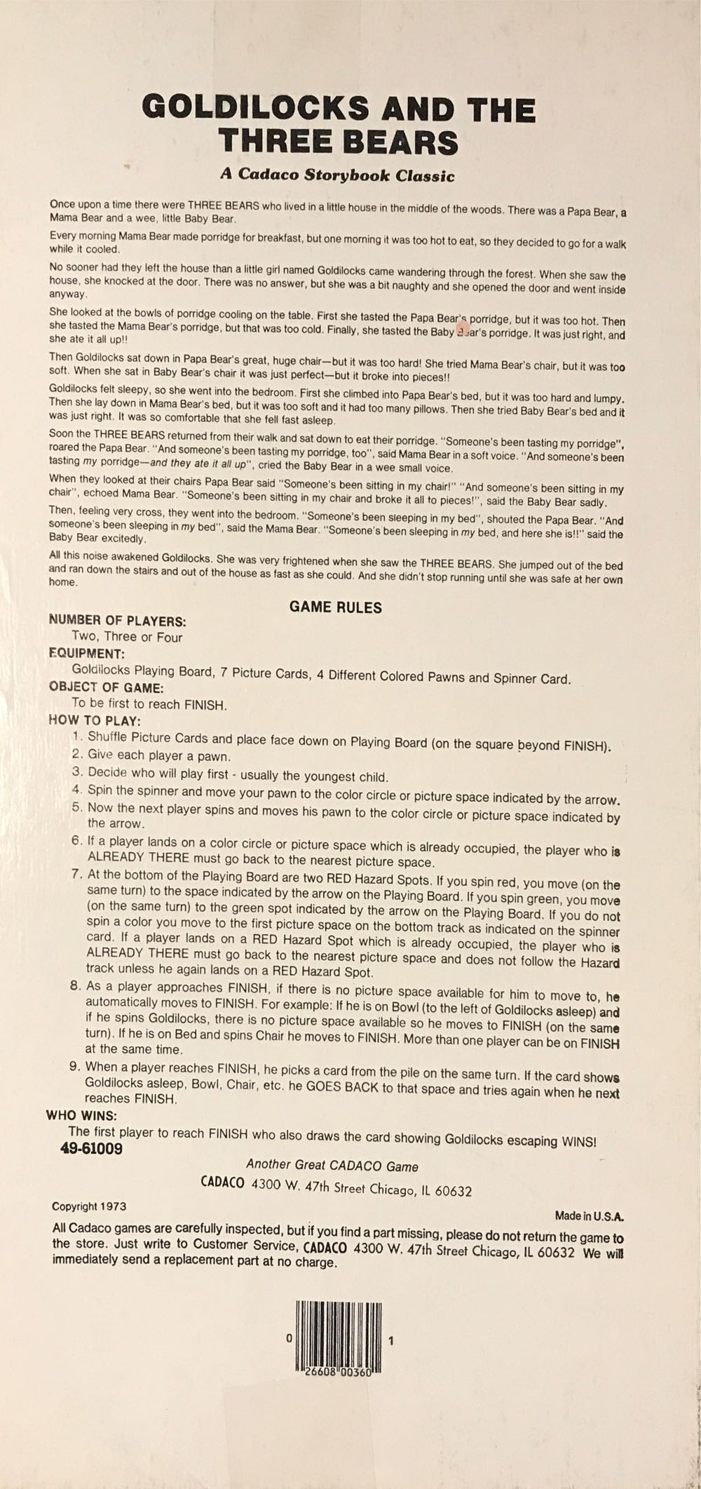 Goldilocks & The Three Bears Game Edition  board game collectible [Barcode 026608003601] - Main Image 3