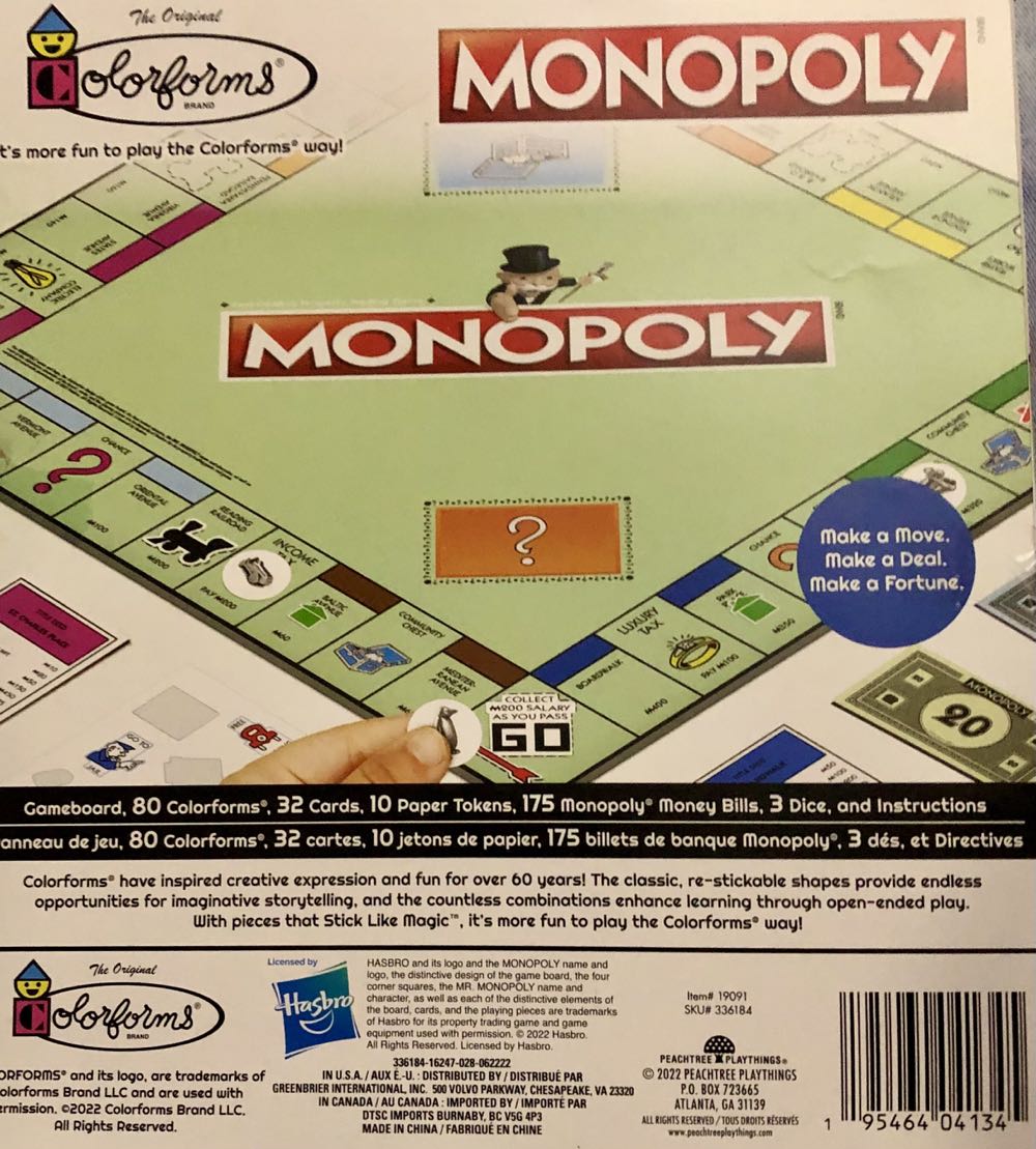 Colorforms Monopoly Travel  board game collectible [Barcode 195464041345] - Main Image 2