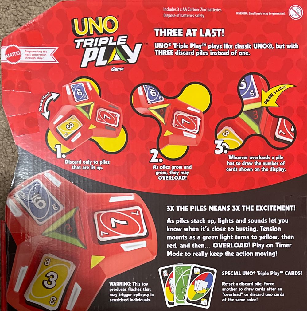 UNO: Triple Play  (2-6) board game collectible [Barcode 887961963434] - Main Image 2