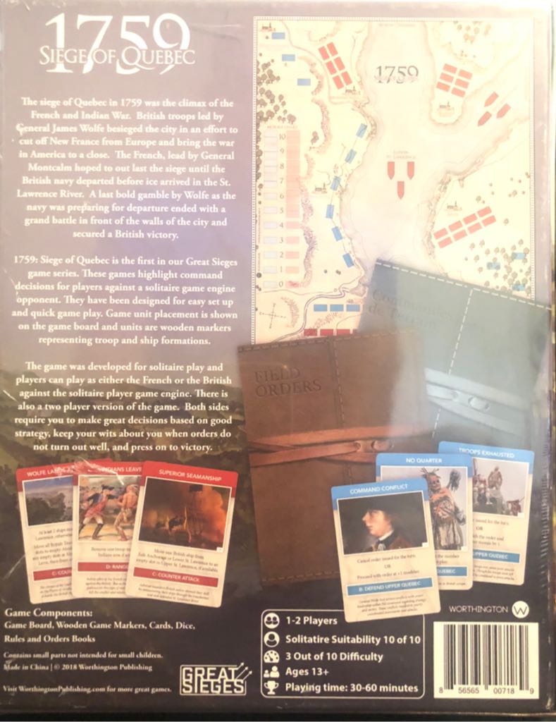 1759: Siege Of Quebec  (1-2) board game collectible [Barcode 856565007189] - Main Image 2