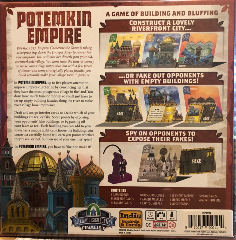 Potemkin Empire  (3-5) board game collectible [Barcode 810017900114] - Main Image 2