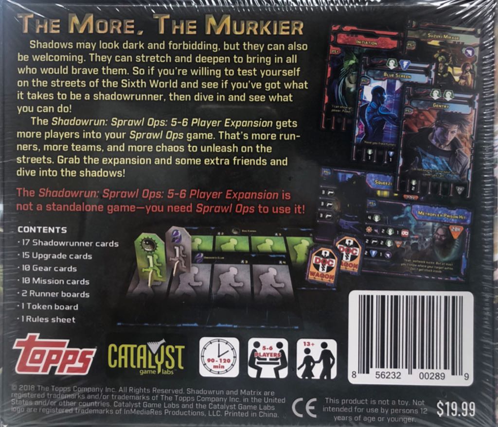 Shadowrun: Sprawl Ops 5-6 Player Expansion  (5-6) board game collectible [Barcode 856232002899] - Main Image 2