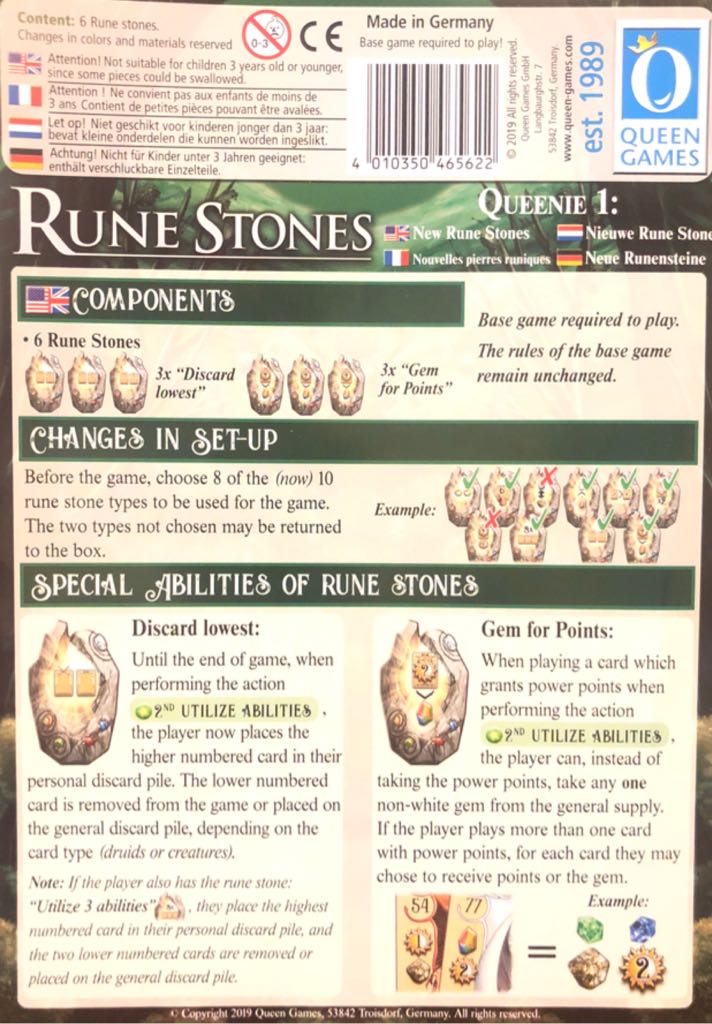 Rune Stones: Queenie 1  (2-4) board game collectible [Barcode 4010350465622] - Main Image 2
