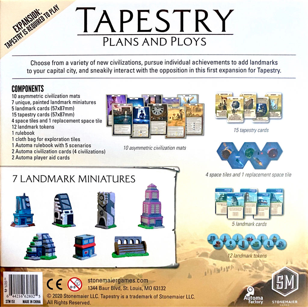 Tapestry: Plans and Ploys (Ext)  (1-5) board game collectible [Barcode 644216628025] - Main Image 2