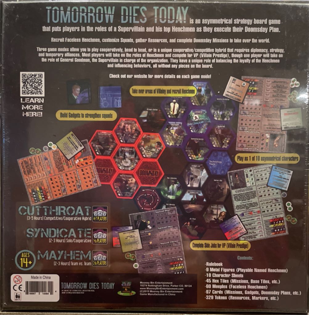 Tomorrow Dies Today  (2-6) board game collectible [Barcode 808887144844] - Main Image 2