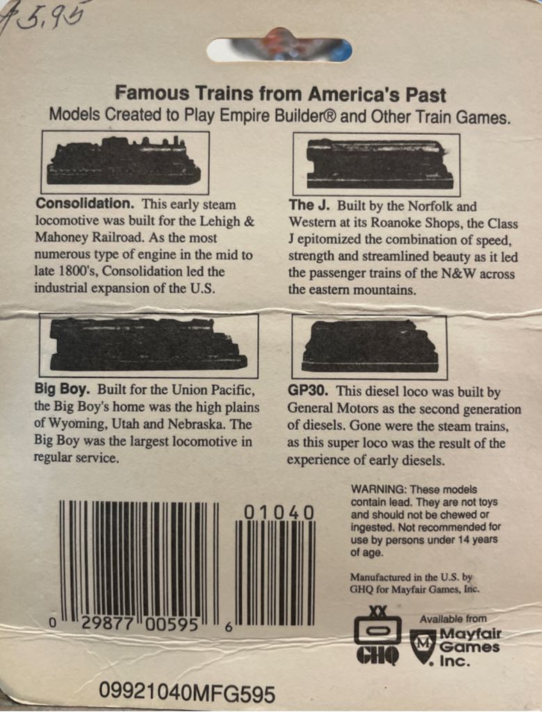 Empire Builder: Train Miniatures  board game collectible [Barcode 029877005956] - Main Image 2