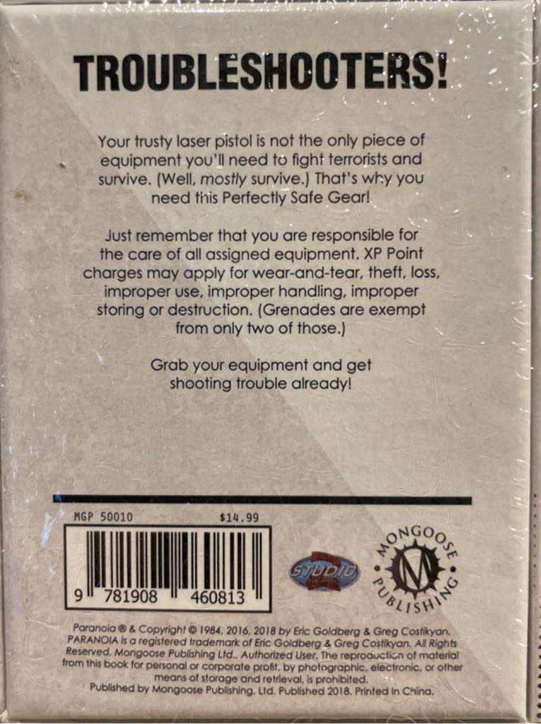 Paranoia: Perfectly Safe Gear  board game collectible [Barcode 9781908460813] - Main Image 2