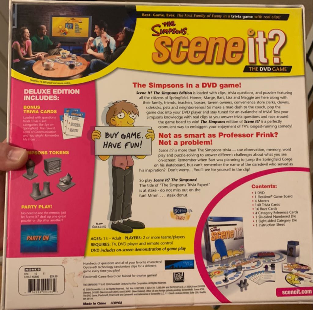 THE SIMPSONS SCENE ITGAME  board game collectible [Barcode 876284001862] - Main Image 2